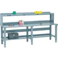 Global Industrial™ Extra Long Workbench With Risers & Backstops