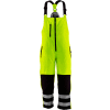 RefrigiWear HiVis Insulated Softshell High Bib, Black/Lime, -10°F Comfort Rating, XL