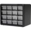 Akro-Mils Plastic Drawer Parts Cabinet 10116 - 10-1/2"W x 6-3/8"D x 8-1/2"H, Black, 16 Drawers