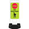 Brady® 103709 Stop For Pedestrians Sign w/Base, 14" X 40", Fluorescent Yellow Green