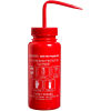 Bel-Art LDPE Wash Bottles 117160016, 500ml, Toluene Label, Red Cap, Wide Mouth, 4/PK