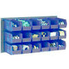 Global Industrial Wall Bin Rack Panel 36 x19 - 8 Blue 8-1/4x11x7 Stacking Bins