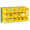 Global Industrial Wall Bin Rack Panel 36 x19 - 8 Yellow 8-1/4x11x7 Stacking Bins