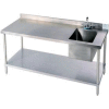 Aero Manufacturing 2TSB3060T-100 14 Ga. Workbench 304 Stainless Steel - Shelf & Center Sink 60 x 30