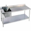 Aero Manufacturing 2TGB3096T100 14 Ga Workbench 304 Stainless Steel - Shelf & Center Sink 96 x 30