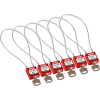 Brady® 146132 Cable Safety Padlocks, Keyed Alike, 8"H Clearance Steel Cable, Red, 6/Pack