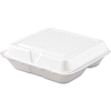 DART® 80HT3R, Foam Hinged Food Container, 3 Compartments, White, 200/Carton