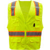 GSS Safety 1501 Multi-Purpose Class 2 Two Tone Mesh Zipper 6 Pockets Vest, Lime, Large