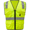 GSS Safety 1505 Multi-Purpose Class 2 Mesh Zipper 6 Pockets Safety Vest, Lime, XL