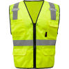 GSS Safety 1505 Multi-Purpose Class 2 Mesh Zipper 6 Pockets Safety Vest, Lime, Large