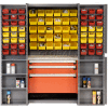 Global Industrial Security Work Center & Storage Cabinet - Shelves, 3 Drawers, Yellow/Red Bins