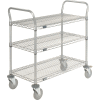 Nexel® Utility Cart, 3 Shelf, Nexelate® , 36"L x 18"W x 39"H, Polyurethane Brake Casters