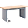 Global Industrial&#153; Panel Leg Workbench w/Maple Safety Edge Top & Power Apron, 60&quot;W x 30&quot;D, Gray