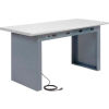 Global Industrial&#153; Panel Leg Workbench w/ Laminate Safety Edge & Power Apron, 60&quot;W x 30&quot;D, Gray
