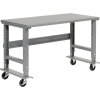 Global Industrial 48"W x 36"D Mobile Adjustable Height C-Channel Leg Workbench - Steel