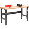 Global Industrial 60x30 Adjustable Height Workbench C-Channel Leg - Maple Square Edge - Black