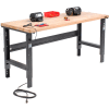 Global Industrial 72 x 36 Adjustable Height Workbench, C-Channel Leg, Maple Square Edge, Black