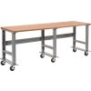 Global Industrial 96x36 Mobile Adj. Height C-Channel Leg Workbench - Shop Top Square Edge