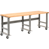 Global Industrial 96x36 Mobile Adjustable Height C-Channel Leg Workbench - Maple Square Edge
