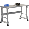 Global Industrial 60 x 36 Mobile Fixed Height C-Channel Flared Leg Workbench - Steel - Gray