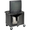 Plastic Utility Cart 2 Shelves Black With Security Cabinet