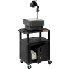 Plastic Utility Cart 3 Shelves Black With Security Cabinet