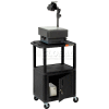 Plastic Utility Cart 3 Shelves Black With Security Cabinet