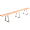 Global Industrial Locker Bench Hardwood Top w/SS Trapezoid Pedestals, Bolt Down 96x9-1/2x17