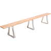 Global Industrial Locker Bench Hardwood Top w/SS Trapezoid Pedestal, Bolt Down 108x9-1/2x17