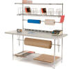 Global Industrial Packing Workbench W/Riser & 3 Shelves, Laminate Square Edge, 72"W x 30"D