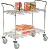 Nexel® Chrome Utility Cart w/2 Shelves & Poly Casters, 1200 lb. Capacity, 60"L x 24"W x 39"H