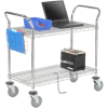 Nexel® Chrome ESD Utility Cart, 2 Shelf, 36"L x 24"W x 39"H, Polyurethane Casters