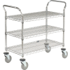 Nexel® Chrome Utility Cart w/3 Shelves & Poly Casters, 1200 lb. Capacity, 36"L x 18"W x 39"H