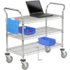 Nexel® Chrome ESD Utility Cart, 3 Shelf, 48"L x 21"W x 39"H, Polyurethane Casters
