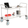 Nexel® Utility Cart, 2 Shelf, Chrome, 30"L, x 18"W, x 42"H, Pneumatic Casters