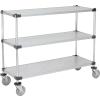 Nexel® Adjustable Solid Galvanized Shelf Cart 48x18 3 Shelves 800 Lb. Cap
