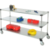 Nexel® Adjustable Shelf Cart w/3 Shelves, 800 lb. Capacity, 72"L x 24"W x 40"H, Silver