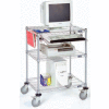 Nexel 3-Shelf Mobile Wire Computer LAN Workstation w/Keyboard Tray, 30"W x 24"D x 39"H, Chrome