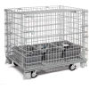 Folding Wire Containers, Folding Containers, Wire Container, Wire Mesh Containers, Collapsible Containers Shown with Optional Lid and Casters