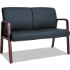 Alera Reception Loveseat - Leather - 44-7/8" x 26" x 33-1/4" - Black/Mahogany - WL Series