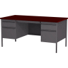 Hirsh Industries® Steel Desk - Double Pedestal - 30"D x 60"W - Mahogany - HL10000 Series