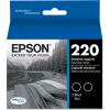 Epson® T220120D2 (220) DURABrite Ultra Ink, Black, 2/Pk