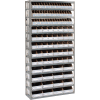 Global Industrial Steel Open Shelving with 104 Corrugated Shelf Bins 13 Shelves - 36x18x73