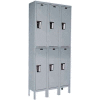 Hallowell Double Tier 6 Door Maintenance-Free Quiet Steel Locker, 15"Wx18"Dx36"H,Drk Gry,Unassembled