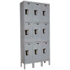 Hallowell UY3288-3 Maintenance-Free Quiet Locker Triple Tier 12x18x24 9 Door Ready To Assemble Gray