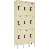 Hallowell UY3288-3 Maintenance-Free Quiet Locker Triple 12x18x24 - 9 Door Ready To Assemble - Tan
