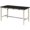 Global Industrial 72"W x 30"D Lab Bench with Power Apron - Phenolic Resin Safety Edge - Tan