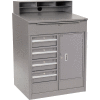 Global Industrial Cabinet Shop Desk - 5 Drawers & Pigeonhole Riser 34-1/2 x 30 x 51-1/2 - Gray