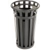 Global Industrial Outdoor Slatted Steel Trash Can With Flat Lid & Liner, 24 Gallon, Black