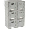 6 Tier Plastic Lockers - Flat Top 12 X 15 X 12 Gray